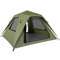 Outsunny Pop Up Tent 3000mm Waterproof Camping Tents with Mesh Windows 3-4 People Green(m-1)