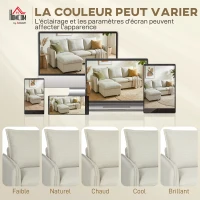HOMCOM Canapé 3 places avec pouf de rangement, canapé d'angle modulable 212 cm, coussins à ressorts, tissu en lin, crème(m-7)