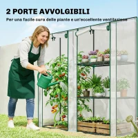 Outsunny Serra Verticale a 2 Sezioni con 3 Ripiani, in Plastica e Acciaio, 143x45x151 cm, Verde Scuro e Trasparente(m-5)