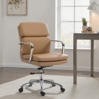 HOMCOM Sedia da Ufficio, Poltrona da Ufficio Ergonomica, Altezza Regolabile, Schienale Alto, Girevole a 360°, 61x67,5x100 cm, Marrone(m-6)