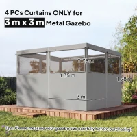Outsunny 4 panouri laterale pentru pavilion 3x3 m panouri pentru cort cu 8 ferestre protecție UV 30+ impermeabil gri deschis(m-3)
