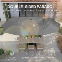 Outsunny Patio Umbrella Double-Sided Outdoor Umbrella with Solar Lights Base, Grey(m-4)