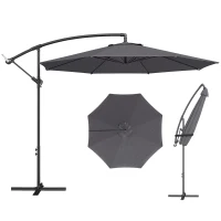 Outsunny 3 m Overhanging Cantilever Parasol, with Cross Base - Grey(m-10)