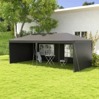 Outsunny Tente de jardin 6x3 m avec 4 parois latérales et 2 fenêtres visibles Tonnelle Gazebo d'extérieur pour fêtes événements Gris(m-2)