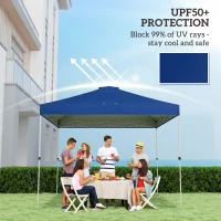 Outsunny Gazebo Roof Replacement UV50+ Waterproof Pop Up Canopy Cover with 8 Drainage Holes 3 x 3 m Blue(m-4)