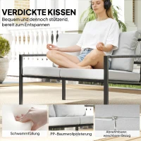 Outsunny Tuinmeubelset 4 personen weerbestendig balkonset met 2-persoonsbank, fauteuils, zitkussens, bijzettafel Lichtgrijs(m-5)