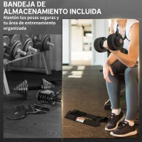 SPORTNOW Mancuerna Ajustable 4 en 1 10 kg Ajuste Rápido de Peso con Base de Almacenaje Mango Antideslizante para Gimnasio en Casa(m-5)