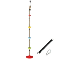 AIYAPLAY Corde d'escalade de jardin pour enfants avec marches et siège disque, en HDPE et PE, Rouge(m-1)