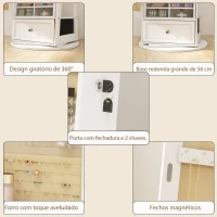 HOMCOM Espelho de Pé Giratório 360° com Espelho com Interior Iluminado Organizador de Jóias com Prateleiras e Gavetas 56x56x164 cm Branco(m-8)