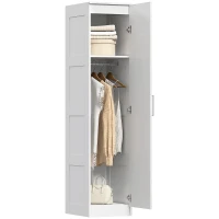 HOMCOM Single Bedroom Wardrobe with Shelf and Hanging Rail, Modern Clothes Storage Cupboard with Soft-Close Door for Bedroom, White(m-11)