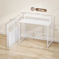 HOMCOM Scrivania Pieghevole Tavolo per Computer con Supporto per Monitor, per Studio, 100x48x87,5 cm, Bianco(m-3)