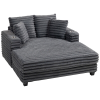 HOMCOM Chaiselongue 2 places grand canapé-lit 134 x 151 cm avec porte-gobelet pour salon, Gris
