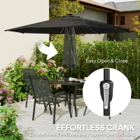 Outsunny 3 m Garden Parasol Umbrella with 112 Solar Powered LED Lights, Patio Umbrella with Crank Handle, Black(m-7)
