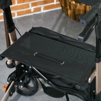 HOMCOM Rollator Walker with Seat, Compact Quick Folding Mobility Walker with 8" Wheels, Carry Bag, Adjustable Height, Cane Holder and Lightweight Aluminium Frame for Seniors and Disabled, Gold Tone(m-14)