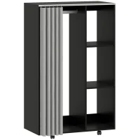 HOMCOM Armadio Guardaroba per Abiti con 4 Ruote, Asta, Appendiabiti e Ripiani Aperti, 80x40x128 cm, Nero(m-1)