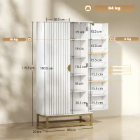 HOMCOM Dulap de bucătărie mobilier depozitare cu 12 rafturi pe uși, rafturi reglabile, 58x29x119,5cm, alb(m-3)