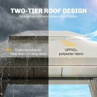 Outsunny 3 x 4 m Outdoor Garden Gazebo with Netting and Curtains, UPF50+ Patio Gazebo Permanent Pavilion Canopy, Beige(m-4)