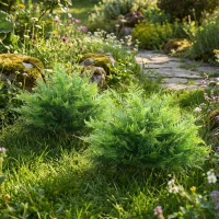 HOMCOM Touffes de fougère de Boston artificielles résistantes aux UV, plantes artificielles avec piquets, lot de 2, 60 cm pour jardin, véranda(m-5)