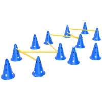 PawHut Agility Set per cani 6 pezzi 12 coni e 6 ostacoli, borsa da trasporto, 80x22,5x30 cm, Blu(m-6)