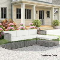 Outsunny 7-Piece Patio Furniture Cushions, Outdoor Loveseat Cushion with Removable Covers for Rattan Furniture, 60x60 cm, Cream(m-2)