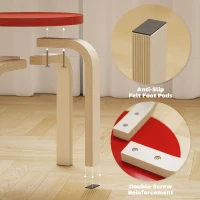 HOMCOM 4-Piece Stacking Stools, Colourful Round Wooden Stools for Home Office, Dining Room, Blue, Yellow, Red, Green(m-5)