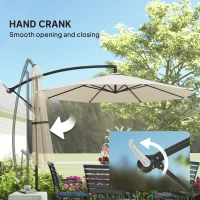 Outsunny 3 m Overhanging Cantilever Parasol, with Cross Base - Cream White(m-7)