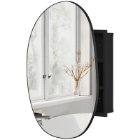 HOMCOM Armoire de Salle de Bain avec Miroir et Rangements, Forme Irrégulière, Montage Mural, pour Salle de Bain, Noir(m-1)