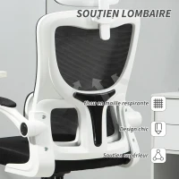 Vinsetto Fauteuil de bureau pivotant 360° avec appui-tête réglable et support lombaire - hauteur d'assise réglable noir(m-6)