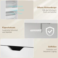 HOMCOM Schmaler Schuhschrank mit 3 Klappfächern, Verstellbaren Einlegeböden und Offenem Fach, Platz für 12-18 Paare, Weiß(m-9)