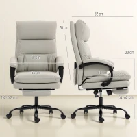 HOMCOM Chaise de Bureau Massante et Chauffante, Reclinable 135° avec Repose-pieds en Cuir PU, Gris clair(m-3)