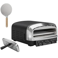 Outsunny Outdoor Pizza Oven Dual Heat Control 6 Presets Electric Pizza Maker with 37 cm Stone and Peel(m-1)