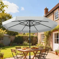 Outsunny 3 m Garden Parasol with Tilt Mechanism & Crank Handle, UPF 30+ Patio Umbrella Outdoor Table Umbrella, Light Grey(m-2)