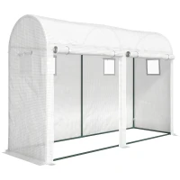 Outsunny Seră de Grădină, Seră Mică pentru Balcon cu Prelată PE și Cadru din Oțel, Uși și Ferestre Rulante 300 x 100 x 200 cm alb(m-1)