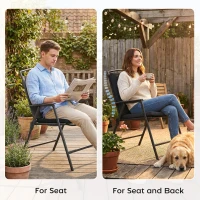 Outsunny Outdoor Seat Cushions Set of 2 with Ties, Waterproof Garden Seat Pads, Black(m-8)