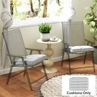 Outsunny Set of 4 Garden Seat Cushion with Ties, 42 x 42cm Replacement Dining Chair Seat Pad, Light Grey(m-7)