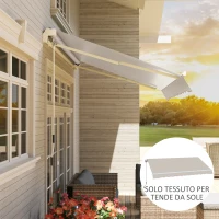 Outsunny Toile de remplacement pour store parasol rétractable 3 x 2,5 m en polyester anti-UV 50+ Crème(m-5)