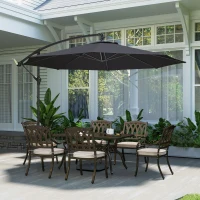Outsunny 3 m Overhanging Cantilever Parasol, with Cross Base - Black(m-8)