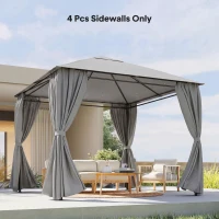 Outsunny 4 panouri laterale pentru pavilion 3x3 m panouri pentru cort cu 8 ferestre protecție UV 30+ impermeabil gri deschis(m-5)