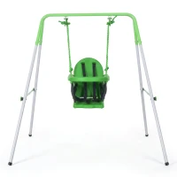 Outsunny Columpio Infantil para 6-36 Meses con Respaldo y Cinturón de Seguridad para Interior Exterior 122x146x122 cm Verde(m-10)