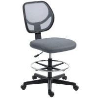Vinsetto Scaun de birou ergonomic, fotoliu de birou cu suport pentru picioare, scaun pentru desen din plasă, înălțime reglabilă, gri închis(m-7)