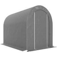 Outsunny Carpa de Jardín para Bicicletas con Marco de Acero Puerta con Cremallera Impermeable 2,4x1,6x1,9 m Gris Claro(m-11)