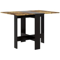 HOMCOM Table pliante de salle à manger Table de cuisine avec ailes rabattables pour petit espace 103x76x73,5 cm Noir et Brun Rustique(m-1)