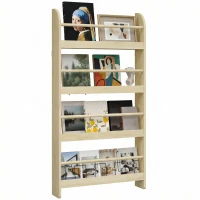 HOMCOM Étagère murale pour livres avec 4 étagères Bibliothèque enfant pour maison bureau Charge 30kg 59x12x113cm Naturel(m-6)
