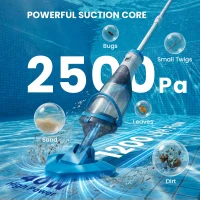 Outsunny Odkurzacz basenowy, bezprzewodowy, z regulowanym drążkiem 63-150 cm i szczotkami, do małych basenów, jacuzzi i stawów(m-4)