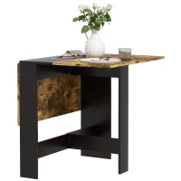 HOMCOM Table pliante de salle à manger Table de cuisine avec ailes rabattables pour petit espace 103x76x73,5 cm Noir et Brun Rustique(m-6)