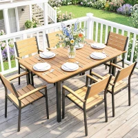 Outsunny Tavolo da giardino per 6 persone con piano a doghe, 127x70 cm(m-2)