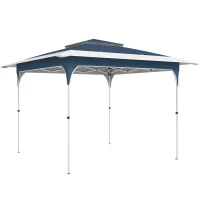 Outsunny 3.5 x 3.5 m Pop Up Gazebo with One-Push Setup, UPF50+ Double Tier Garden Party Tent Marquee with Carry Bag, Blue(m-1)