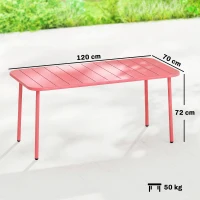 Outsunny Mesa de Comedor Exterior 120 x 70 cm para 4 Personas, Mesa de Jardín Rectangular con Tablero a Lamas y Bordes Redondeados, Rojo(m-3)