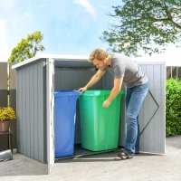 Outsunny Casetta da giardino 1,09 m² con 2 porte bloccabili, 147x86x134 cm, Grigio(m-5)