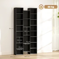 HOMCOM 21-Compartment Bookshelf - Black(m-3)